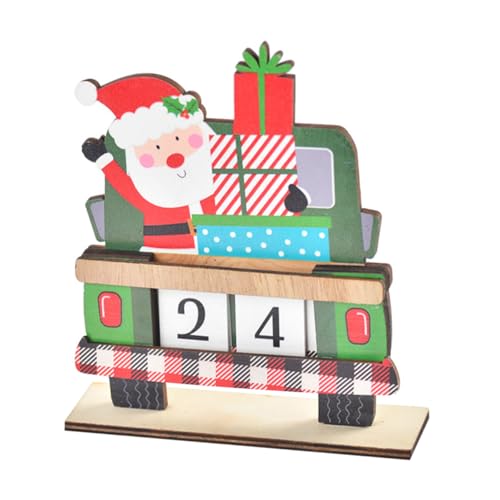 Zerodeko 1 Satz Countdown bis Weihnachten Weihnachts-Adventskalender für den Desktop Weihnachtsschmuck immerwährender kalender perpetual calendar Weihnachts-Countdown-Kalender Holz rot von Zerodeko