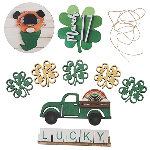 Zerodeko 1 Satz Irische Festdekoration Party Gestuftes Tablett St Patricks Day Party Favors Liefert St. Patricks Day Tischdekoration St. Patricks Day Dekorative Requisiten Holz 5st von Zerodeko