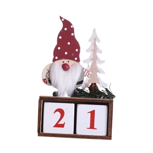 Zerodeko 1 Satz Weihnachtskalender-ornamente Countdown Süße Urlaubsdekoration Weihnachts-countdown-kalenderdekoration Desktop-weihnachtskalender Weihnachtskalenderverzierungen Rot Hölzern von Zerodeko