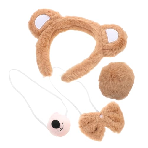 Zerodeko 1 Set Bär Kostüm Kopf Bandana Plüschtiere Ohren Stirnband Stirnbänder Für Cosplay Tier Ohr Haarbänder Tier Kostüm Tier Element Stirnband Party Dekorationen Khaki von Zerodeko