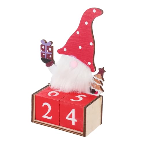 Zerodeko 1 Stk Weihnachtskalender Adventskalender Weihnachtsschmuck Monatsplaner kalender weihnachten schreibtischdeko Datumsanzeige aus Holz Weihnachtstischkalender hölzern rot von Zerodeko