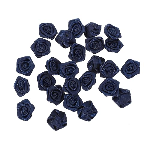 Zerodeko 100St Band Rosenknospen hochzeitsdeko Kopfband Handgemachte Dekoration Glänzende Dekoration Samtband gefälschte Pflanze Stickdekore selber Machen Nachahmung Polyester Navy von Zerodeko