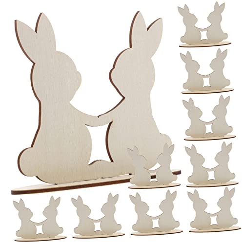 Zerodeko 10St Weiße Kaninchen-Verzierung Käfig Wurf Stall basteln Dekoration Hase Decoupage-Papier Graffiti-Zubehör Osterdeko Ostern hängende verzierung Osterschmuck Holz von Zerodeko