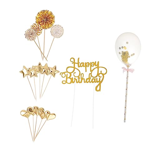 Zerodeko Geburtstagsdeko Torte 17 Teiliges Happy Birthday Cake Topper Set Goldene Pu Tortendeko Für Geburtstagsfeiern Festliche Kuchendekoration Wiederverwendbare Topper Für Kuchen Und Desserts von Zerodeko