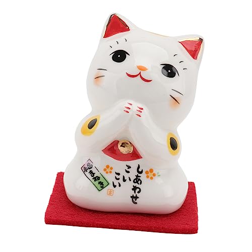 Zerodeko 1stk Glückliche Katze Katzentisch Chinesische Katze Einladende Katzenverzierung Winkende Katze Auto-innendekoration Tischdekoration Katzendeko Glückskatzenfigur Keramik Weiß von Zerodeko