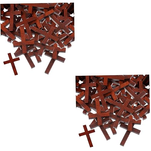 Zerodeko 2 Sätze Holzkreuz Perlen-Kits Reize Perlensets Kreuzanhänger Selber Machen Bausätze Rustikale Bastelmaterial Beliverr Schmuck-anhänger-Charms Charms Für DIY-schmuck 100 Stück * 2 von Zerodeko