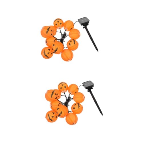 Zerodeko 2 Sätze Solarlaternenlichter Halloween Kreatives Licht Dekoratives Led-licht Warmes Innenlicht Halloween-lichter- Halloween-kürbislichter Schicke Partylichter Orange Plane von Zerodeko