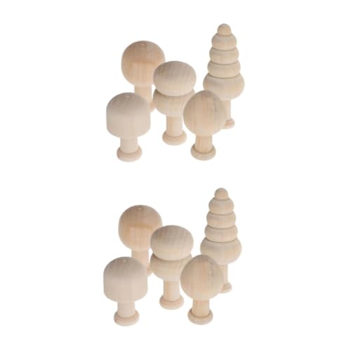 Zerodeko 2 Sets Bemalte Pilze Aus Holz Ornamente Holzpilze Unfertiges Holzhandwerk Pilzdekoration Pilzfiguren Pilzpartydekoration Holzfigur Zum Bemalen Beige von Zerodeko