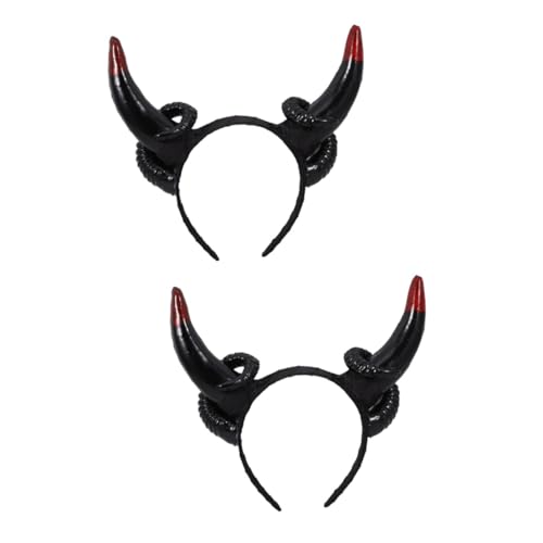 Zerodeko 2 Stück Halloween Horn Stirnband Damen Stirnband Schafohren Stirnband Horn Stirnband Für Cosplay Hörner Stirnband Für Party Cosplay Stirnband Haarschmuck Cosplay Hörner Stirnband von Zerodeko