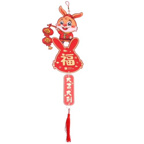 Zerodeko 2023 Jahr der Kaninchendekoration chinesische neujahrsdekoration Hasen anhänger Chinese New Year Decoration schuldeko Aufkleber Girlande Wandverzierung Wandinnenanhänger Papier rot von Zerodeko