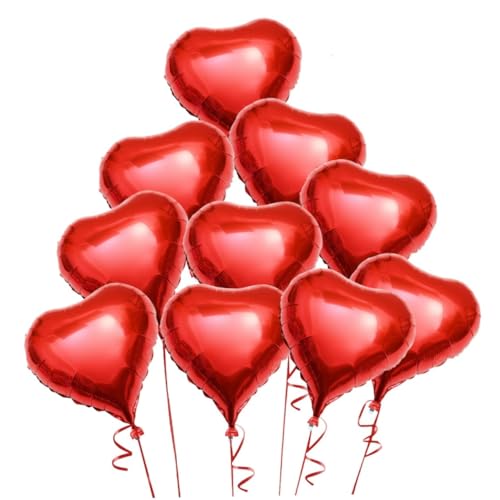 Zerodeko 25 Stück 18 Zoll Herzform Folienballons Rot Ideal Für Valentinstag Hochzeiten Und Partys + 1 Rolle 29 m Ballonband Für Kreative Dekorationen von Zerodeko