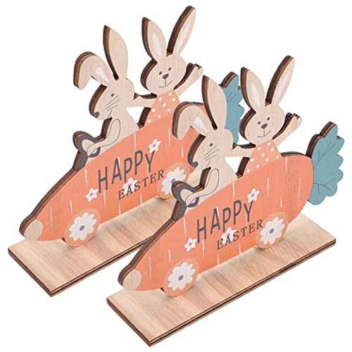 Zerodeko 2St Kaninchen-Karotten-Ornament Cartoon-Tapete Kleberegal Dual Zwerge Ostern mitgebsel austecherformen Ostern Easter Tischschild aus Holz Ostern Holzverzierung hölzern Orange von Zerodeko