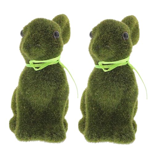 Zerodeko 2St Ostern-Simulationskaninchen Osterhase Torf-Kaninchen-Dekoration Hasenteller REH Easter Decoration Kinderzimmer-Dekoration Osterschmuck dekorative Tierrequisite Beflockung Green von Zerodeko