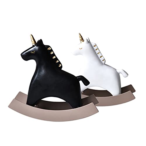 Zerodeko 2St Schaukelpferd Schüttelndes Einhorn-Dekor Schreibtischaufsatz Rocker-Dekoration Babyspielzeug büro Dekoration Office Decoration raumdeko Einhorn-Verzierung Tischdekoration Harz von Zerodeko