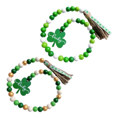 Zerodeko 2St vierblättrige Kleeblattperlen pom Dekorperlen st Patricks Day Kürbis Dekorationen wandverkleidung Wand polsterung Quasten-Perlen- St. Patricks Day Girlande Hanfseil von Zerodeko