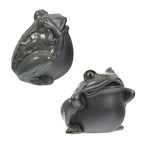 Zerodeko 2st Frosch-Ornamente Couchtischzubehör Schreibtischdekoration Heimdekorationen Tischtier Statue Figur Adornos para Mesa De Teetischschmuck Esstisch Mittelstücke Green Keramik von Zerodeko