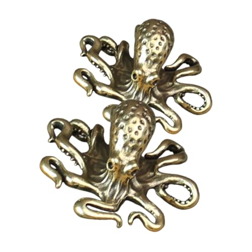 Zerodeko 2st Ornamente Mini-oktopus-Modell Glückstierstatue Feng Shui Tierfiguren Meerestierstatue Miniatur-oktopus Desktop-oktopus-dekor Oktopus-skulptur Oktopus-Figur Messing Golden von Zerodeko