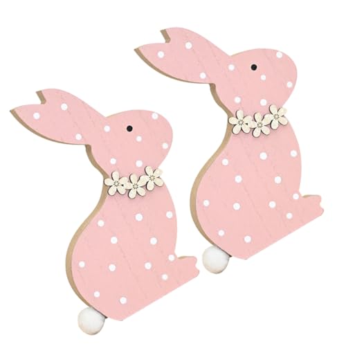 Zerodeko 2st Osterhase Kaninchen Schmücken Tischhasen- Foto-Requisite Szenenlayout- Kaninchen-Ornament Für Den Schreibtisch Hasendekor Zu Hause Desktop- Rosa Holz von Zerodeko