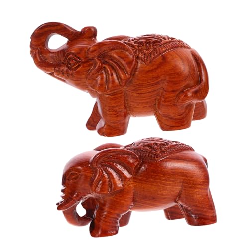 Zerodeko 2st Schnitzereien Aus Holz Holzschnitzerei Elefant Hauselefantverzierung Elefantenstatue Aus Holz Schickes Elefantendekor Elefanten-Ornamente Elefant Aus Holz Tierornament Aus Holz von Zerodeko