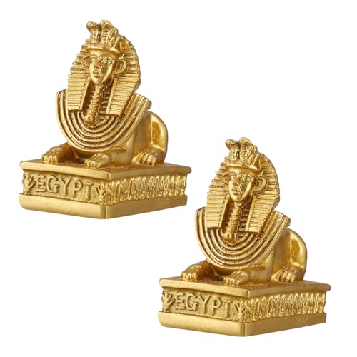 Zerodeko 2st Sphinx-Ornament Desktop- Sphinx-Statue Tischdekoration Dekorativ Sphinx-schmuck Schreibtisch-schmuckstücke Sphinx-Dekoration Sphinx-Modell Artefakte Harz Golden von Zerodeko