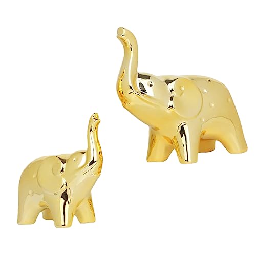 Zerodeko 2st Vergoldeter Elefantenbaby-Ornament Desktop-elefantenstatue Esstisch Mittelstücke Schöner Elefant Decoraciones para Cuartos Für Zu Hause Keramik Dekoration Vorbau Büro von Zerodeko