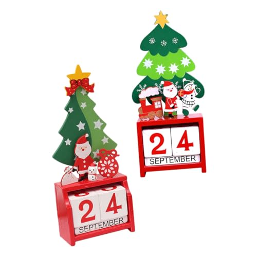 Zerodeko 2st Weihnachtskalender Aus Holz Weihnachtsfeierdekorationen Weihnachtsdekor Zubehör Weihnachten Adventskalender Baum Weihnachtlicher Adventskalender Desktop-ornament Hölzern von Zerodeko