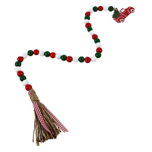 Zerodeko 3 STK Weihnachtsperlen weihnachtsdeko rustikale Tassel Dekoration Weihnachten Festliche Dekoration Weihnachts Deke Dekorationen Baum Weihnachtsanhänger Party-DIY-Anhänger Holz rot von Zerodeko