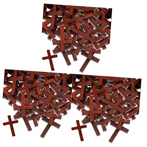 Zerodeko 3 Sätze Holzkreuz Bausatz Nummer Perlen-kit Perlen Zum Basteln Kette Makramee-Schnur DIY-schmuckanhänger Schmuck-anhänger-Charms Kreuzanhänger Selber Machen Gold Korn 100 Stück * 3 von Zerodeko