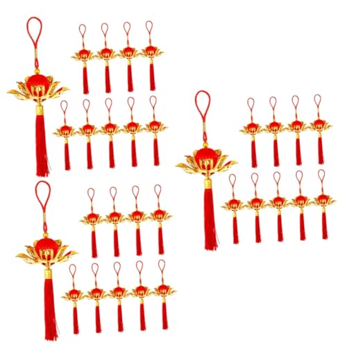 Zerodeko 3 Sätze Topf-anhänger Lichter Laternen Künstlich Lampe Dekoration Party Chinese New Year Chinesisch Neujahr Chinesische Quastenverzierung Neujahr Anhänger Metall Rot 10 Stück * 3 von Zerodeko