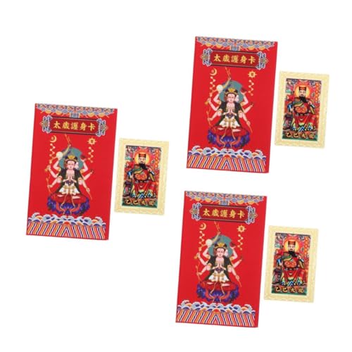 Zerodeko 3St Tai Sui Gold Card glücksbringer Glücksamulette kaufen chinesische allgemeine Karten Chinesische Amulettkarten Glücksamulettkarten Feng Shui Vermögenskarten Glück Kupfer von Zerodeko