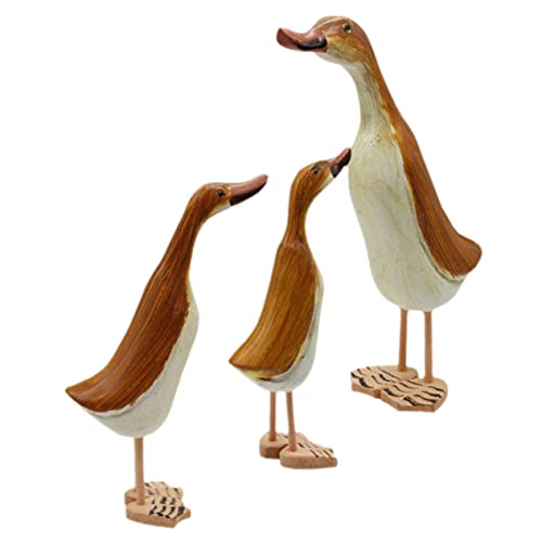 Zerodeko 3St Tischdekoration Animal Figures Living Room Decoration gartendekoration Entenfigur für Schreibtisch Mini-Enten Wohnkultur Poster Holzfigur Tierstatue aus Holz geschnitzt hölzern von Zerodeko