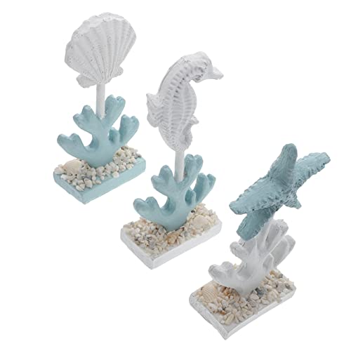 Zerodeko 3St mediterrane Ornamente schreibtischdeko Schreibtisch Dekoration kalanchoe Seestern-Dekor im mediterranen Stil Strandfiguren Desktop-Dekor aus Harz Tischdekoration aus Kunstharz von Zerodeko