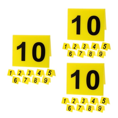 Zerodeko 3sets Nummernschild Tischnummernhalter Nummeriert Namenskarten Für Den Tisch Restaurantzubehör Spiel Acrylschild Hochzeitsdeko Tischnummer Steht Tatortdekorationen Yellow 10pcs*3 von Zerodeko