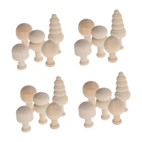 Zerodeko 4 Sätze Bemaltes Holzspielzeug Bäume Zum Basteln Pilzspielzeugfiguren Unvollendetes Holzhandwerk Holzfiguren Zum Bemalen Pilz-Party- Pilzdekorfiguren Holzpilz Hölzern Beige von Zerodeko