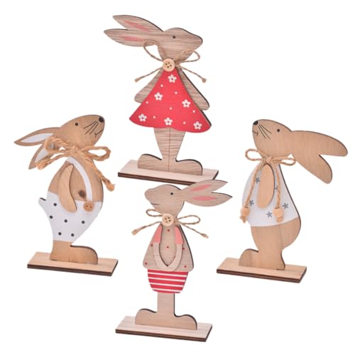 Zerodeko 4 Stücke Bunny Dekorationen Entzückende Holz Ornamente Wohnkultur Handwerk für Room Decor von Zerodeko