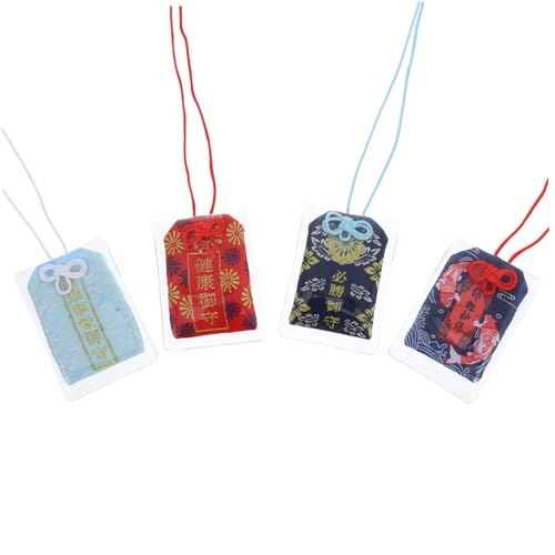 Zerodeko 4 Stück Japanischer Omamori Anhänger Zum Aufhängen Für Glück Und Traditioneller Japanischer Segensbeutel Für Auto Oder Heimdekoration von Zerodeko