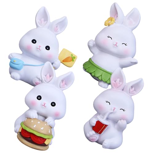 Zerodeko 4 Stück Ornamente Sternzeichen Hase Figur Hasenfiguren Spielset Cupcake-Dekoration Miniatur-Hasenfigur Kaninchen Animal Figures glucksbringer Mini-Hasen-Schmuck Harz-Hasen-Ornament von Zerodeko