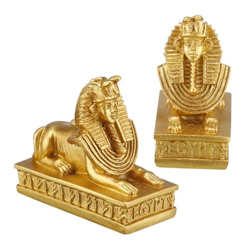 Zerodeko 4 Stück Sphinx-Ornament büro Dekoration Schreibtisch Dekoration Tischdekoration Retro-Sphinx-Figuren Mini-Sphinx-Figur bastelset Stitch tortendeko Café-Schmuck Harzhandwerk Golden von Zerodeko