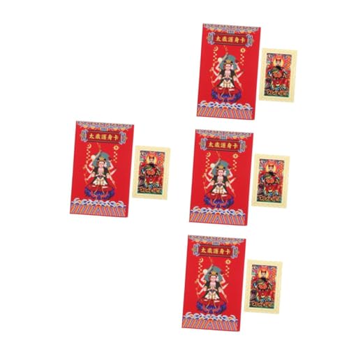 Zerodeko 4 Stück Tai Sui Gold Card glücksbringer Glücksamulette kaufen Glück Amulette Feng-Shui-Wohndekorationen chinesisches - Buddha-Statue-Karte Amulette klein Kupfer von Zerodeko