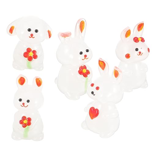 Zerodeko 5St Kaninchen-Verzierung Mini-Tierfiguren Miniatur-Hase-Modell süße Hasenfigur Kaninchen-Kuchen-Deckel vitroleros para Mini kleine Tierfiguren Osterhasenfigur Ostergeschenke Glas von Zerodeko