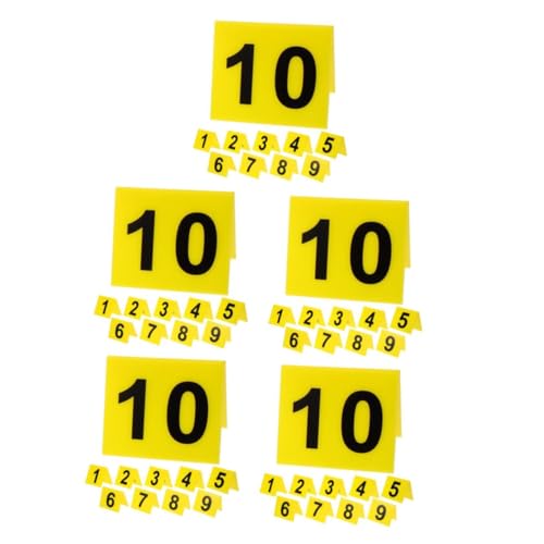 Zerodeko 5sets Nummernschild Nummernmarkierung Inhaber Der Tischnummer Abnehmer Zahlen Weiße Tischkartenhalter Multifunktions-tischschild Kompakte Tischnummern Markt Yellow Acryl 10pcs*5 von Zerodeko