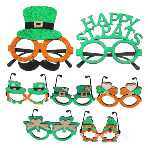 Zerodeko 7 Stück Saint Patricks Day Partybrille Grünes Kleeblatt Sonnenbrille Koboldhut Brille Irisches Thema Kostümzubehör Für Kinderdekorationen von Zerodeko