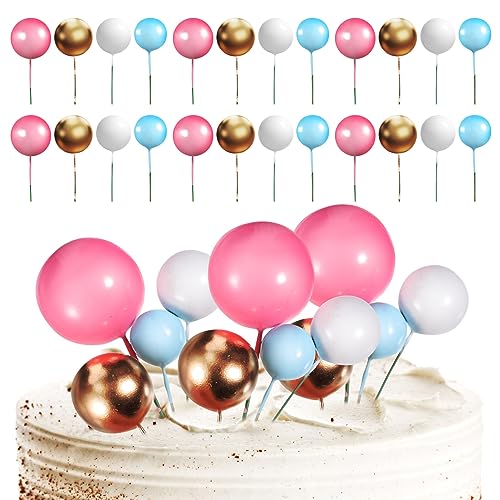 Zerodeko Ballon-Kuchenaufsatz Mini-Roségold-Schaumstoff-Kugeleinsatz Cupcake-Dekorationen Babyparty-Kuchenaufsatz Für Babyparty Hochzeit Geburtstag Party Jubiläum 40 Stück von Zerodeko