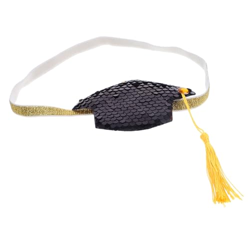 Zerodeko Doktorhut-stirnband Multifunktionaler Kopfschmuck Graduierung Haarschmuck Haarreifen Abschlusshut Stirnband Entzückendes Haarband Cosplay-haarband Doppelseitiger Paillettenstoff von Zerodeko