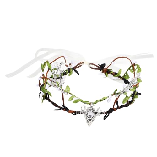 Zerodeko Elfenkranz Kopfschmuck Handgefertigte Faltbare Rattan Blattkrone Für Halloween Und Kostümpartys Stilvolles Haaraccessoire Für Damen Für Cosplay von Zerodeko