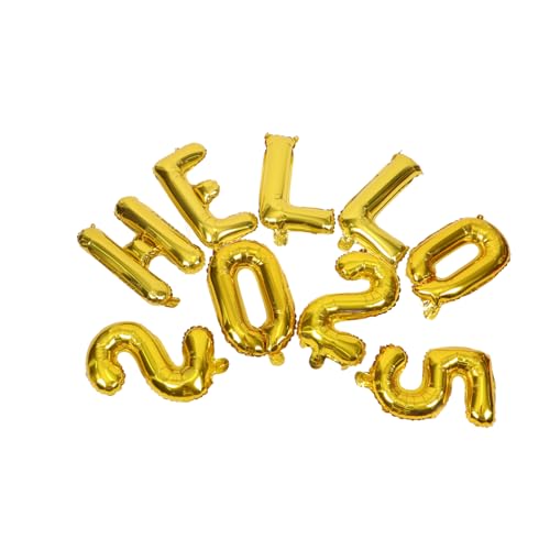 Zerodeko HELLO Von 6 Goldenen Folienballons Für Neujahrsfeiern Dekorative Luftballons Für Silvesterpartys Und Feierlichkeiten Ideal Für Neujahrsparty Zubehör von Zerodeko