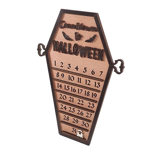 Zerodeko Halloween-Dekore Party-Adventskalender Tischkalender 2024 Halloween-Ornament Spiel halloween figuren halloween-figuren Halloween-Kalenderschmuck Countdown-Kalenderverzierung Holz von Zerodeko