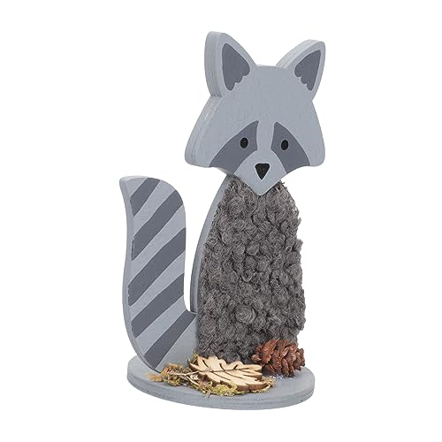 Zerodeko Hölzerne Ornamente Heimische Tierdekoration Kleine Tierverzierung Lebensechtes Tier Erntefest-Desktop- Tier Schmücken Partydekoration Simulation Tierverzierung Grey Holz von Zerodeko