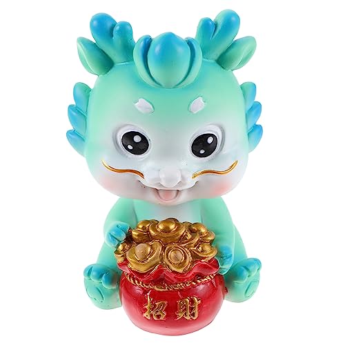 Zerodeko Jahr des Drachen-harzhandwerks Puppe Ballongirlande Ballonbogen-kit Dekoration Mini Kuchen Plüsch Schmuckstücke Auto Stickig Monster Drachenverzierung Niedlich Tiere Blue von Zerodeko