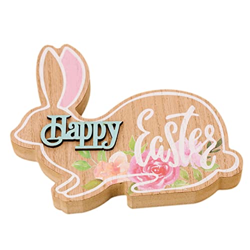 Zerodeko Kaninchen-Holzverzierung Außendekorationen dreieckige Bonbontüten frühling serviettenringe Heimdekoration Easter Bunny Easter Decoration Table Ostervorräte Tischschild Osterhase von Zerodeko